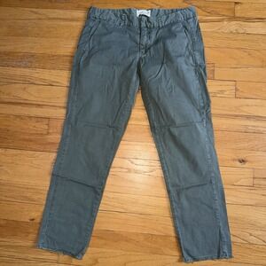 Nili Lotan East Hampton Pants 2 Green Trousers Casual Chino USA Low Rise Raw Hem